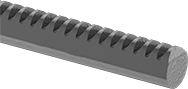Image of Product. Front orientation. Spur Gear Racks. Metal Spur Gears, 20° Pressure Angle—Round.