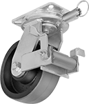 Image of Product. Swivel with Brake and Swivel Lock. Front orientation. 1 Wheel. Extra-High-Capacity Stronghart Casters with Polyurethane Wheels, Swivel with Brake and Swivel Lock.