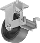 Image of Product. Rigid with Brake. Front orientation. 1 Wheel. Extra-High-Capacity Stronghart Casters with Polyurethane Wheels, Rigid with Brake.