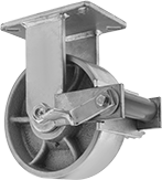 Image of Product. Front orientation. Casters. Extra-High-Capacity Stronghart Casters with Metal Wheels, Rigid with Brake.