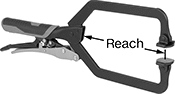 Image of Product. Front orientation. Contains Annotated. Pliers Clamps. Self-Adjusting Locking Pliers Clamps, Smooth Pivoting Jaws.