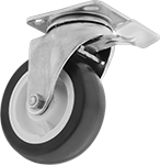 Image of Product. Swivel with Total Lock and Rounded Tread. Front orientation. Swivel Casters. High-Capacity Easy-Turn Casters with Polyurethane Wheels, Wheel Brake and Swivel Lock (Total Lock), Round Tread.