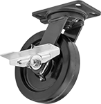 Image of Product. Swivel with Right Side Brake. Front orientation. Right-Side Brake. High-Capacity Kingston Casters with Phenolic Wheels, Swivel Casters, Wheel Brake.