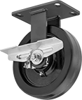 Image of Product. Rigid with Brake. Front orientation. Rigid Casters. High-Capacity Kingston Casters with Phenolic Wheels, Wheel Brake.