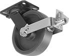 Image of Product. Swivel with Brake. Front orientation. Swivel Casters. High-Capacity Kingston Casters with Polyurethane Wheels, Wheel Brake.