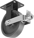 Image of Product. Rigid with Brake. Front orientation. Rigid Casters. High-Capacity Kingston Casters with Polyurethane Wheels, Wheel Brake.
