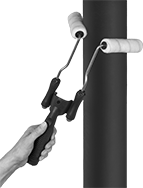 Image of ProductInUse. Front orientation. Paint Rollers. Adjustable Paint Rollers for Round Surfaces.