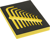 Image of Product. Front orientation. Hex Key Organizers. Polyethylene Foam L-Key Organizers.