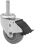 Image of Product. Swivel with Grip Ring and Total Lock. Front orientation. Grip-Ring Stem. Friction-Grip Stem Casters with Rubber Wheels, Swivel with Total Lock, 1 Wheel.