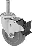 Image of Product. Front orientation. Casters. Friction-Grip Stem Casters with Polyurethane Wheels, Swivel with Total Lock.