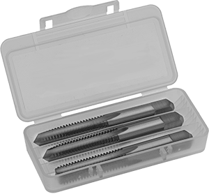 Image of Product. Front orientation. TiN Coated High-Speed Steel Tap, 3-Piece Set, M8 x 1.25 mm Thread Size.
