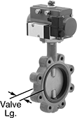 Image of Product. Front orientation. Contains Annotated. Air-Actuated On/Off Valves. Flanged Air-Driven On/Off Valves, 8 Bolt Holes.