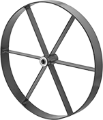 Image of Product. Front orientation. Wheels. Spoked Steel Wheels .