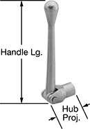 Image of Product. Front orientation. Contains Annotated. Vise Handles. Milling-Machine Vise Handles, Pivoting Handle.