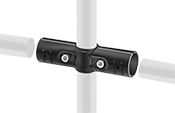 Image of ProductInUse. Front orientation. Exploded view. Clamp-On Framing and Fittings. Clamp-On Framing and Fittings , Connectors, Cross.