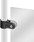 Image of ProductInUse. Front orientation. Panel Hanging Brackets. Clamp-On Framing and Fittings .