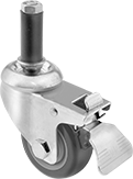 Image of Product. Swivel Stem Caster with Brake. Front orientation. Casters. Clamp-On Framing and Fittings , Swivel Stem Caster with Brake.