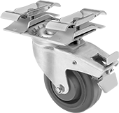 Image of Product. Swivel Plate Caster with Brake. Front orientation. Casters. Clamp-On Framing and Fittings , Swivel Plate Caster with Brake.