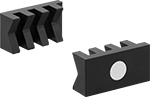 Image of Product. Front orientation. Vise Jaw Liners. V-Block Magnetic-Mount Bench Vise Jaw Liners.
