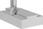 Image of ProductInUse. Dovetail Cut Style. Front orientation. Dovetail Cut Style. Carbide Dovetail End Mills for Dovetail Milling Vises.