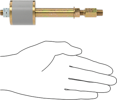 Image of Product. Side1 orientation. Contains SizingReference. Long-Reach Hex-Nut Expansion Plug with Bypass, for 1-1/2 Pipe Size.