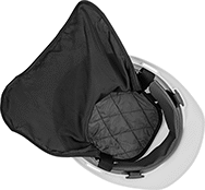Image of ProductInUse. Head and Neck Coverage (Hard Hat Sold Separately). Front orientation. Hard Hat Cooling Pads. Cooling Pads with Heat Protection, Covers Head and Neck, 1.2 oz..
