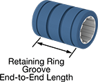 Image of Product. Front orientation. Contains Annotated. Linear Bearings. Dust-Resistant Linear Sleeve Bearings , Fixed Alignment, PTFE-Lined 6061 Aluminum Bearings.