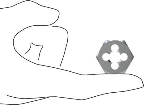 Image of Product. Side1 orientation. Contains SizingReference. Thread-Repairing Die, 1/2"-13 UNC Right-Hand Thread.