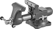 Image of Product. Front orientation. Vises. Weather-Resistant Bench Vises, Industrial with Flat and Pipe Jaws.