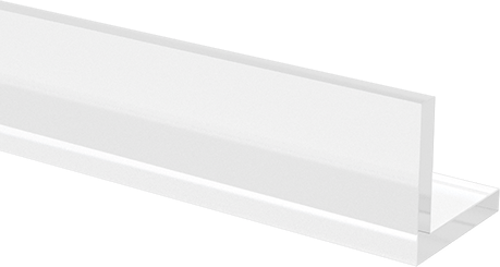 Image of Product. Front orientation. Clear Chemical-Resistant PVC 90 Degree Angle, 1-1/4" x 1-1/4" Outside Size, 5 Feet Long.