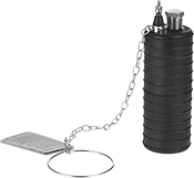 Image of Product. Front orientation. Expansion Plugs. Air-Inflatable Plugs with Bypass, With Zinc-Plated Steel Chain/Ring.