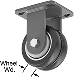 Image of Product. Rigid. Front orientation. Contains Annotated. Casters. Kingston Casters with Polyurethane Wheels, 2 Wheels, Rigid.