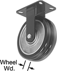 Image of Product. Rigid. Front orientation. Contains Annotated. Casters. Extra-High-Capacity Kingston Casters with Polyurethane Wheels, 2 Wheels, Rigid.