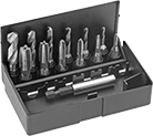 Image of Product. Front orientation. Tap and Drill Bit Sets. Hex-Shank Tap and Drill Bit Sets for Drills and Powered Screwdrivers.