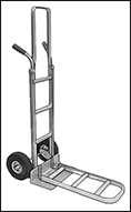 Image of System. Shown with Frame Extension and Load Plate Extension. Front orientation. Contains Border. Hand Trucks. Aluminum Hand Trucks.