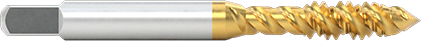 Image of Product. Side1 orientation. TiN-Coated High-Speed Steel Chip-Clearing Tap, for Blind Holes, Plug Chamfer, 1/4"-20 Thread Size.