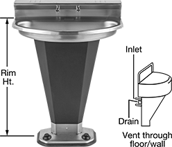 Image of Product. Front orientation. Contains Annotated. Wash Fountains. Hands-Free Wash Fountains, Style A.