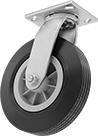 Image of Product. Front orientation. Flat Tread. Patriot Casters with Rubber Wheels, Swivel Casters.