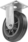 Image of Product. Front orientation. Flat Tread. Patriot Casters with Rubber Wheels, Rigid Casters.