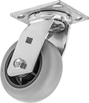 Image of Product. Front orientation. Round Tread. Patriot Casters with Rubber Wheels, Swivel Casters.