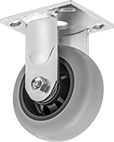 Image of Product. Front orientation. Round Tread. Patriot Casters with Rubber Wheels, Rigid Casters.