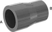 Image of Product. Front orientation. Contains Annotated. Pipe and Fittings. Fiberglass Pipe Fittings for Chemicals, Straight Reducers.