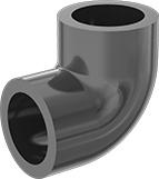 Image of Product. Front orientation. Pipe and Fittings. Fiberglass Pipe Fittings for Chemicals, 90° Elbow Connectors.