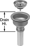 Image of Product. Front orientation. Contains Annotated. Sink Drains. Style D.