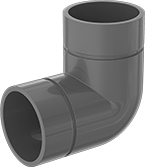 Image of Product. Front orientation. Pipe and Fittings. Easy-Access CPVC Pipe Fittings for Chemicals, 90° Elbow Connectors, Grooved-End Clamp-On Male.