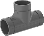 Image of Product. Front orientation. Pipe and Fittings. Easy-Access CPVC Pipe Fittings for Chemicals, Tee Connectors, Grooved-End Clamp-On Male.