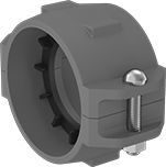 Image of Product. Front orientation. Pipe and Fittings. Easy-Access CPVC Pipe Fittings for Chemicals, Clamp Reducers with Gasket, Grooved-End Clamp-On Female × Grooved-End Clamp-On Female.