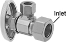 Image of Product. Front orientation. Contains Annotated. Water Supply Stop Valves. Water Supply Stop Valves for Plumbing Fixtures, Compression Inlet Connection × Compression Outlet Connection, 90° Elbow.