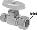 Image of Product. Front orientation. Contains Annotated. Water Supply Stop Valves. Water Supply Stop Valves for Plumbing Fixtures, Compression Inlet Connection × Compression Outlet Connection, Straight.