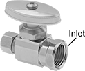 Image of Product. Straight. Front orientation. Contains Annotated. Water Supply Stop Valves. Water Supply Stop Valves for Plumbing Fixtures, NPT Female Inlet Connection × Compression Outlet Connection, Straight.